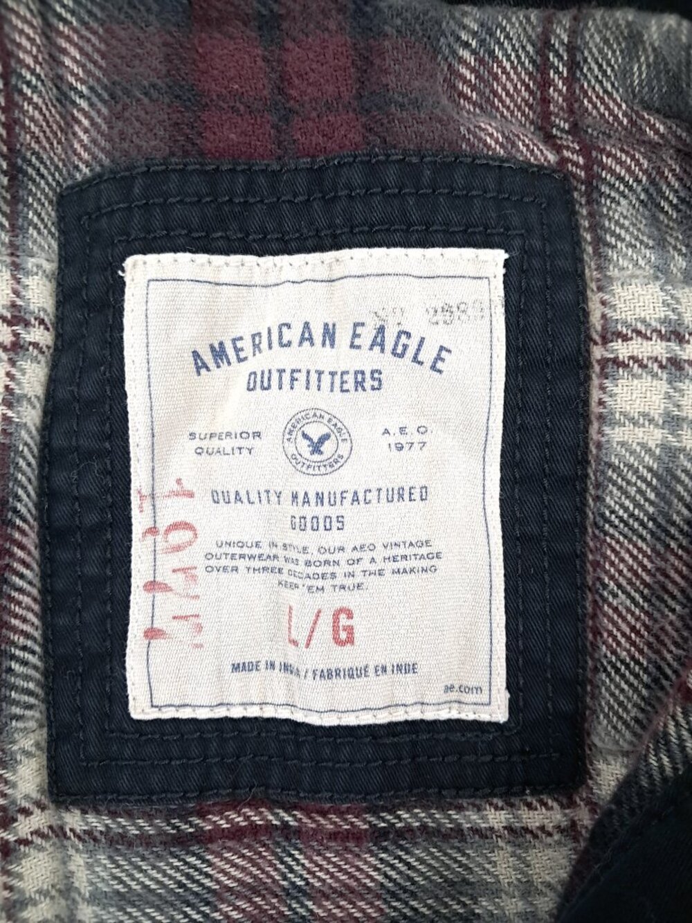 American Eagle Outfitters Canvas Bomber Jacket Men Large Black Flannel Lined - Picture 8 of 10